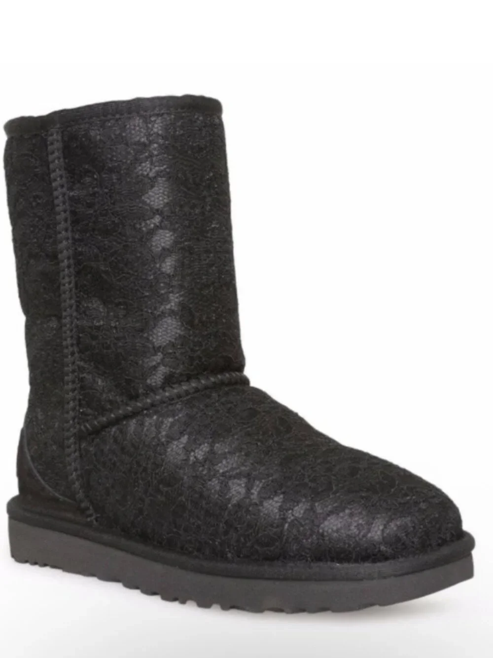 UGG CLASSIC SHORT ANTOINETTE BLACK BOOTS Size 8 NEW
